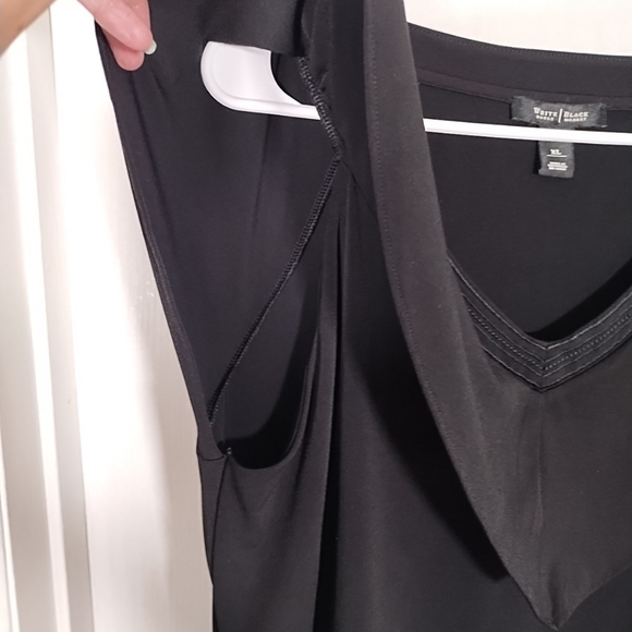 WHBM Womens XL Tunic Top Black V-neck Tiered Layered Ruffle Flutter Sleeve - Picture 5 of 9